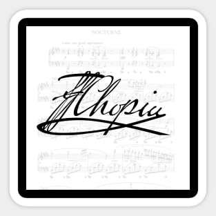 Frédéric Chopin's signature, with his Nocturne in C # minor. Sticker